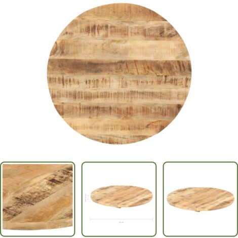vidaXL Tavolo in legno tropicale -  Piano Tavolo in Legno Massello di Mango Rotondo 25-27 mm 80 cm