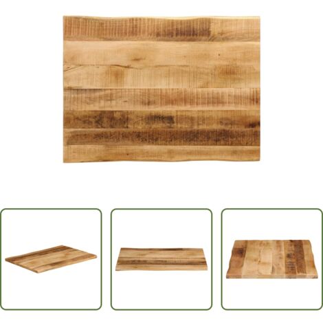 vidaXL Tavolo in mango -  Piano Tavolo Bordi Vivi 90x60x2,5cm Legno Massello Mango Grezzo