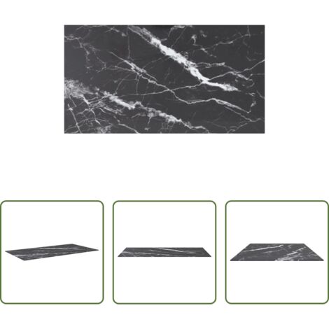 vidaXL Tavolo in marmo -  Piano Tavolo Nero 120x65 cm 8mm Vetro Temperato Design Marmo