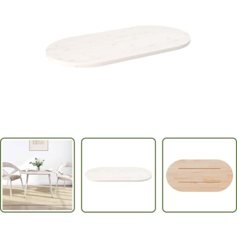 vidaXL Tavolo in pino -  Piano Tavolo Bianco 90x45x2,5cm in Legno Massello di Pino Ovale