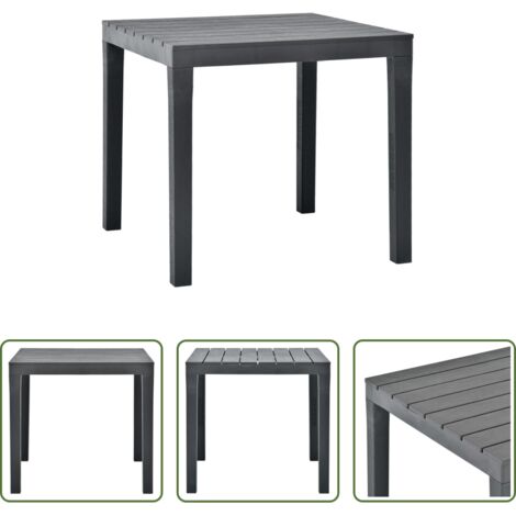 vidaXL Tavolo in plastica -  Tavolo da Giardino Antracite 78x78x72 cm in Plastica