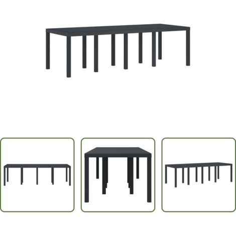vidaXL Tavolo in polyrattan -  Tavolo da Giardino Antracite 250 x 100 x 73 cm polyrattan