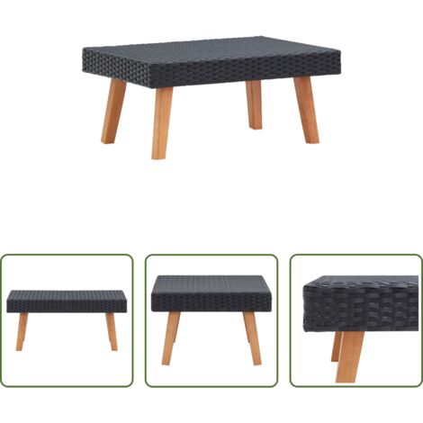 vidaXL Tavolo in rattan -  Tavolino da Giardino in Polyrattan Nero
