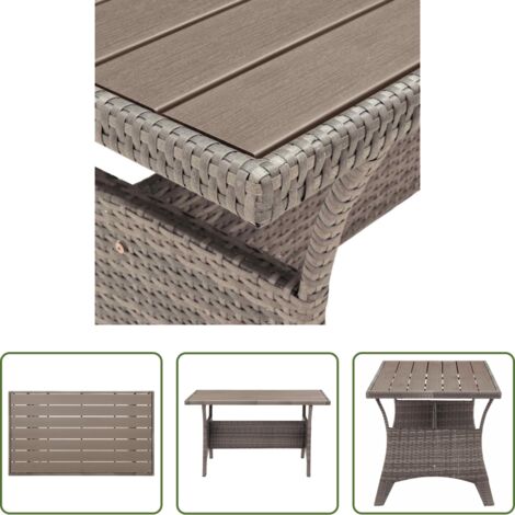 vidaXL Tavolo in rattan -  Tavolo da Giardino Grigio 120x70x66 cm in Polyrattan