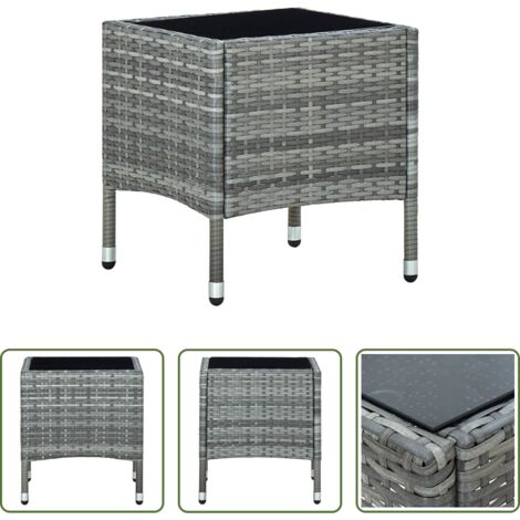 vidaXL Tavolo in rattan -  Tavolo da Giardino Grigio 40x40x45 cm in Polyrattan