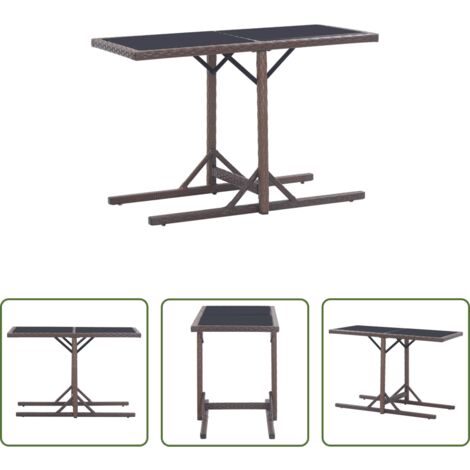 vidaXL Tavolo in rattan -  Tavolo da Giardino Marrone 110x53x72 cm in Vetro e Polyrattan