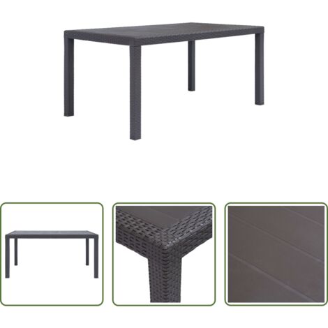 vidaXL Tavolo in rattan -  Tavolo da Giardino Marrone 150x90x72 cm Plastica Stile Rattan