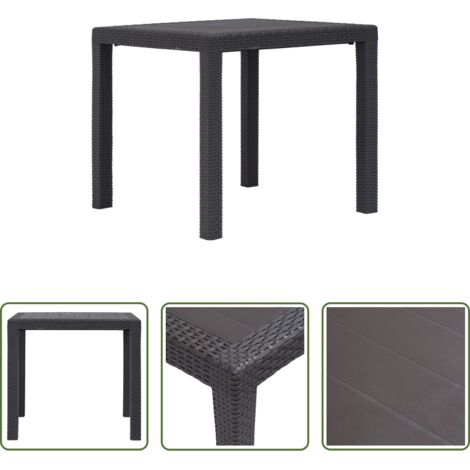 vidaXL Tavolo in rattan -  Tavolo da Giardino Marrone 79x79x72 cm in Plastica Stile Rattan