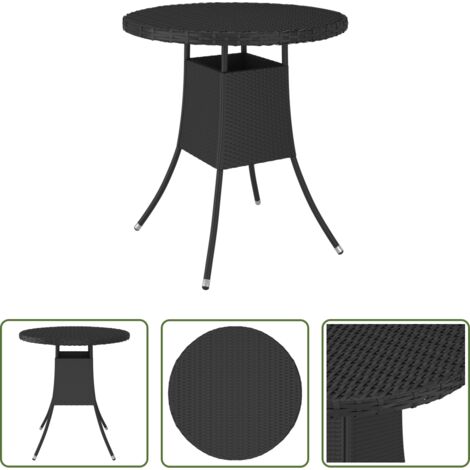 vidaXL Tavolo in rattan -  Tavolo da Giardino Nero 70x70x73 cm in Polyrattan