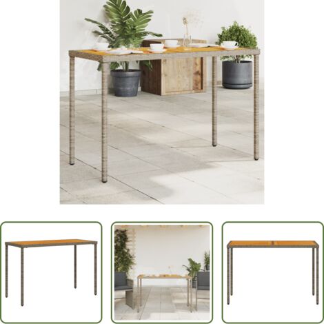 vidaXL Tavolo in rattan -  Tavolo Giardino Piano Legno Acacia Grigio 115x54x74 Polyrattan