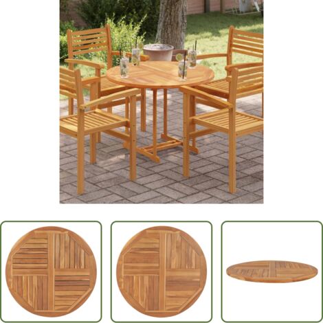 vidaXL Tavolo in teak -  Piano Tavolo in Legno Massello di Teak Rotondo 2,5 cm 90 cm
