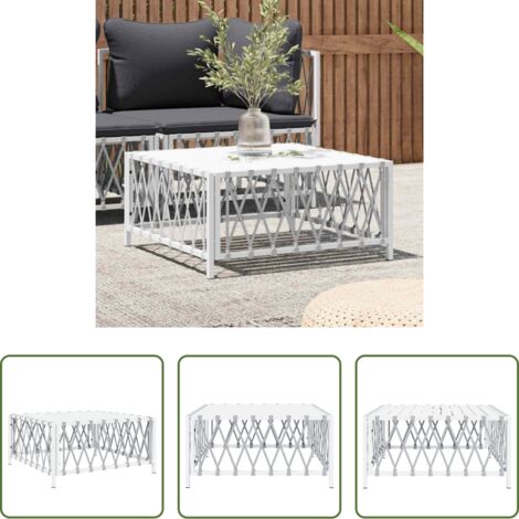 vidaXL Tavolo in tessuto intrecciato -  Tavolo da Giardino Bianco 70x70x34 cm in Tessuto Intrecciato