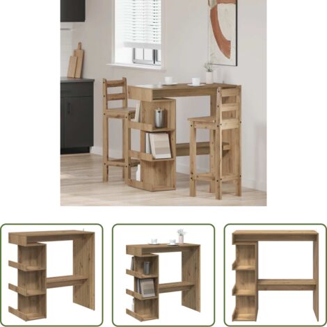 vidaXL Tavolo in truciolato -  Tavolo da Bar con Ripiani Rovere 100x48x101,5 cm in Truciolato