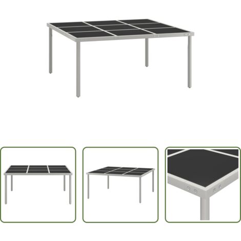 vidaXL Tavolo in vetro e acciaio -  Tavolo da Giardino 170x170x74,5 cm in Vetro e Acciaio