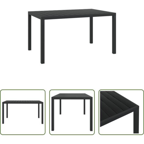 vidaXL Tavolo in WPC -  Tavolo da Giardino Nero 150x90x74 cm in Alluminio e WPC