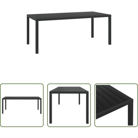 vidaXL Tavolo in WPC -  Tavolo da Giardino Nero 185x90x74 cm in Alluminio e WPC