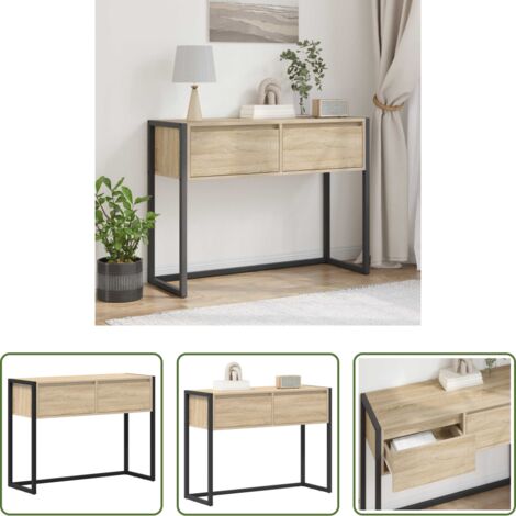 vidaXL Tavolo industriale -  Tavolino con cassetto Sonoma 100 x 36 x 75 cm Legno multistrato
