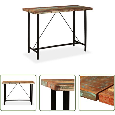 vidaXL Tavolo industriale -  Tavolino da Bar in Legno Massello di Recupero 150x70x107 cm