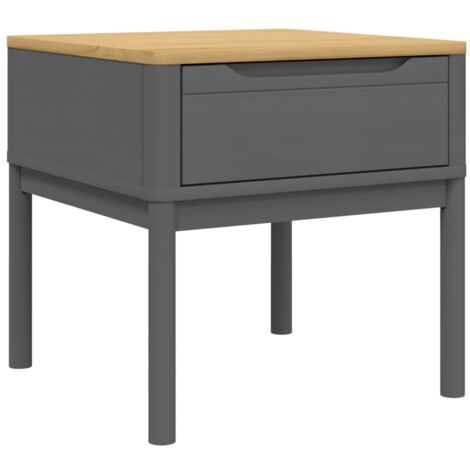 vidaXL Tavolo per Lampada FLORO Grigio 55x55x54 cm Legno Massello Pino