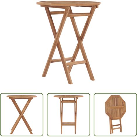 vidaXL Tavolo pieghevole -  Tavolo da Giardino Pieghevole 60x60x75 cm in Massello di Teak