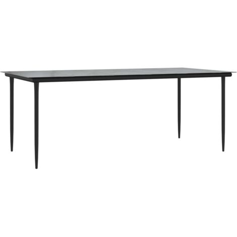 vidaXL Tavolo Pranzo Giardino Nero200x100x74 Acciaio e Vetro