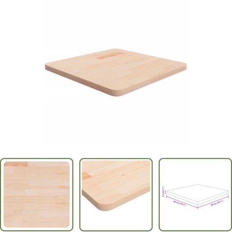 vidaXL Tavolo quadrato -  Piano Tavolo Quadrato 50x50x2,5 cm Massello Rovere Non Trattato