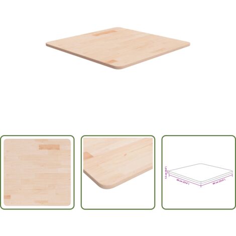 vidaXL Tavolo quadrato -  Piano Tavolo Quadrato 60x60x1,5 cm Massello Rovere Non Trattato