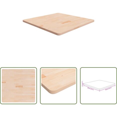 vidaXL Tavolo quadrato -  Piano Tavolo Quadrato 80x80x2,5 cm Massello Rovere Non Trattato