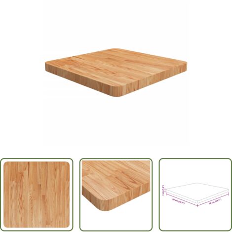vidaXL Tavolo quadrato -  Piano Tavolo Quadrato Marrone Chiaro 50x50x4cm Rovere Trattato