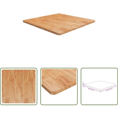 vidaXL Tavolo quadrato -  Piano Tavolo Quadrato Marrone Chiaro 80x80x2,5 Rovere Trattato
