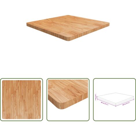 vidaXL Tavolo quadrato -  Piano Tavolo Quadrato Marrone Chiaro 80x80x4cm Rovere Trattato