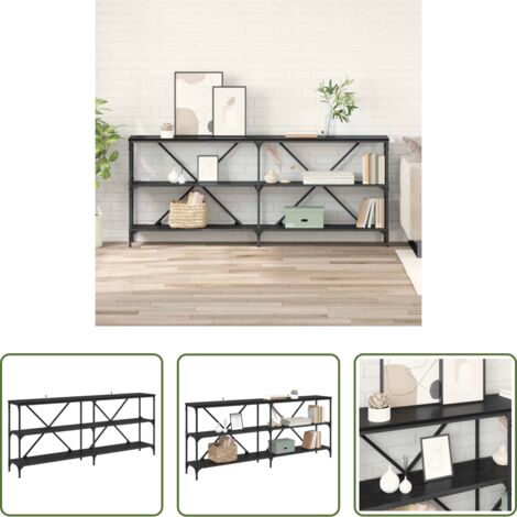 vidaXL Tavolo Rovere Nero -  Tavolo consolle Rovere Nero 180 x 30 x 75 cm Legno multistrato