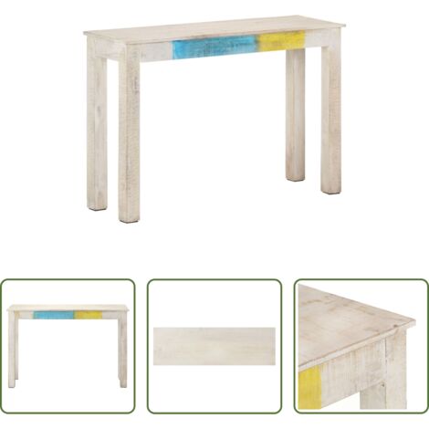 vidaXL Tavolo rustico -  Tavolo Consolle Bianco 115x35x77 cm in Legno di Mango Grezzo