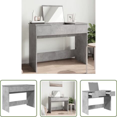 vidaXL Tavolo vanità -  Toeletta con Specchio Grigio Cemento 100x45x76 cm