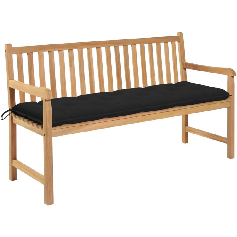Vidaxl - Gartenbank mit Schwarzer Auflage 150 cm Massivholz Teak - Braun