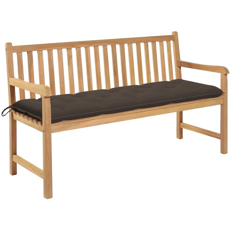 Vidaxl - Gartenbank mit Taupe Auflage 150 cm Massivholz Teak - Braun