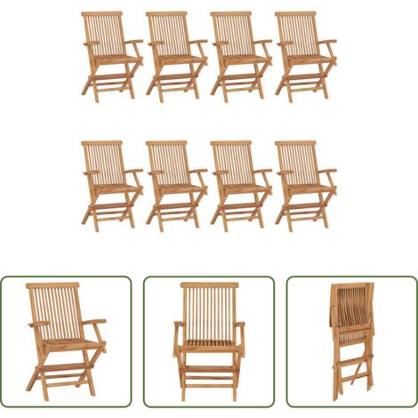 vidaXL Teak -  Sedie da Giardino 8 pz in Legno Massello di Teak