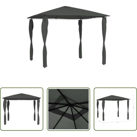vidaXL Techo de acero -  Cenador con cubiertas de postes antracita 3x3x2,6 m 160 g/m²