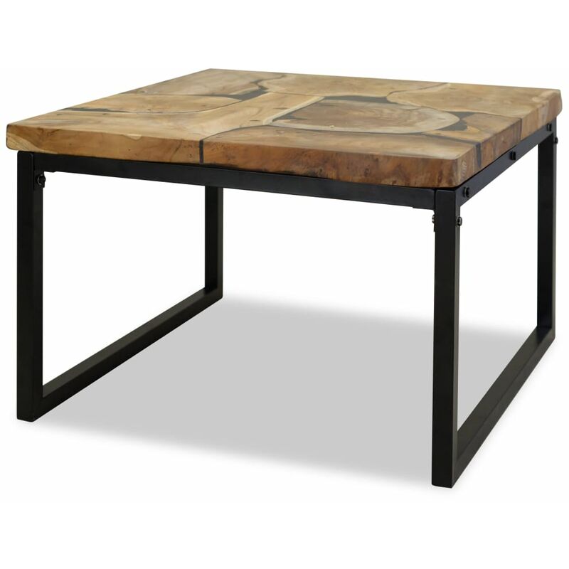 Table Basse Teck Résine 60x60x40 cm