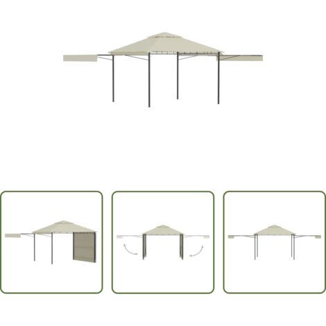 vidaXL Tejado doble -  Cenador con tejado doble extensible crema 3x3x2,75m 180g/m²