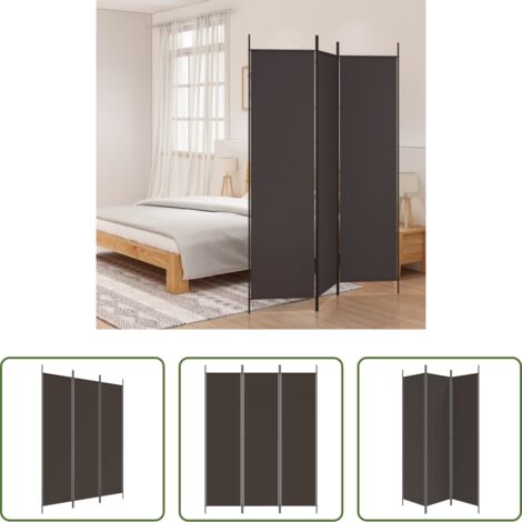 vidaXL Tela -  Biombo divisor de 3 paneles de tela marrón 150x200 cm