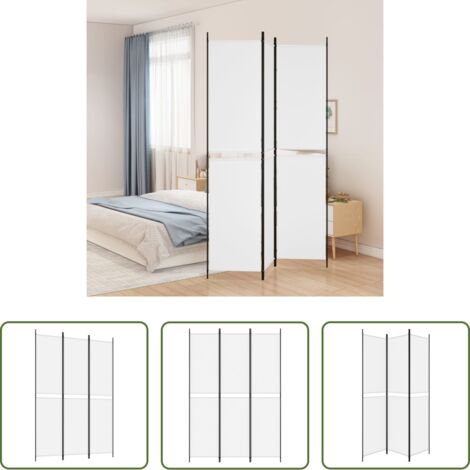 vidaXL Tela divisora -  Biombo divisor de 3 paneles de tela blanco 150x220 cm