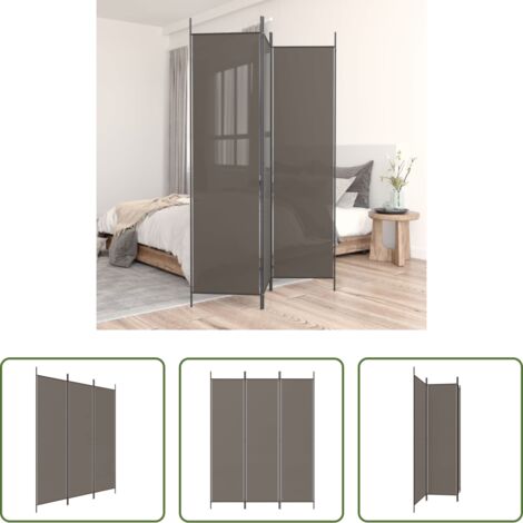 vidaXL Tela divisora -  Biombo divisor de 3 paneles de tela gris antracita 150x200 cm