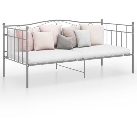 vidaXL Telaio Divano Letto Grigio in Metallo 90x200 cm