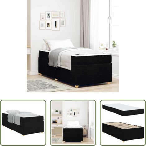 vidaXL Telaio in legno ingegnerizzato -  Struttura del letto con materasso Nero 90 x 190 cm Tessuto