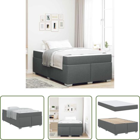 vidaXL Telaio in legno -  Struttura del letto Grigio scuro 120 x 200 cm Tessuto