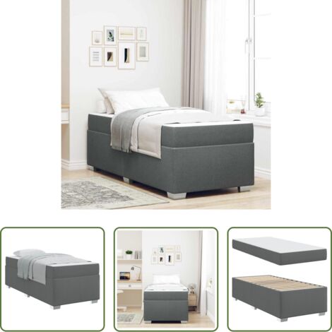 vidaXL Telaio in legno -  Struttura del letto Grigio scuro 90 x 190 cm Tessuto