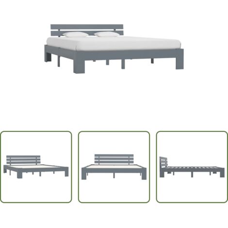 vidaXL Telaio letto -  Giroletto senza Materasso Grigio 180x200 cm Legno Massello Pino