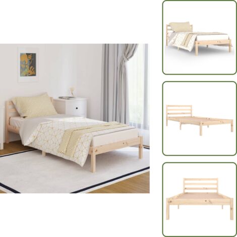 vidaXL Telaio Letto in Legno Massello di Pino 90x200 cm