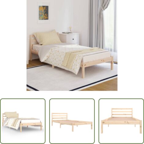 vidaXL Telaio Letto in Legno Massello di Pino 90x200 cm
